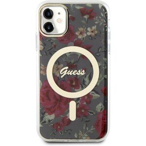 Guess PC/TPU Flowers IML MagSafe kryt iPhone 11 kaki