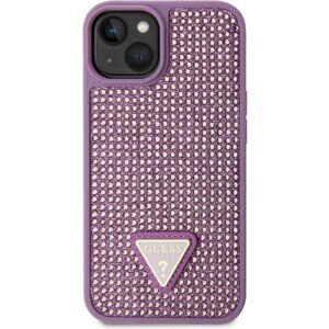 Guess Rhinestones Triangle Metal Logo kryt pro iPhone 14 fialový