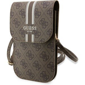 Guess PU 4G Printed Stripes Phone Bag hnědý