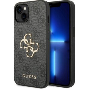 Guess PU 4G Metal Logo kryt iPhone 15 Plus šedý