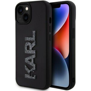 Karl Lagerfeld 3D Rubber Glitter Logo Karl kryt iPhone 15 černý