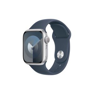 Apple Watch Series 9 41mm Stříbrný hliník s bouřkově modrým sportovním řemínkem M/L