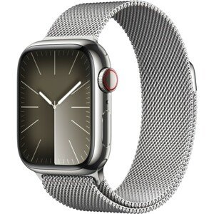 Apple Watch Series 9 Cellular 41mm Stříbrná ocel se stříbrným milánským tahem