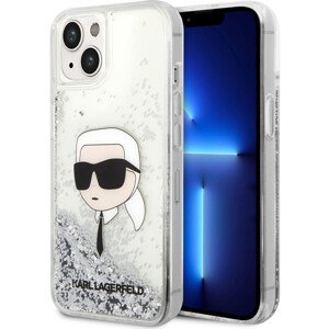 Karl Lagerfeld Liquid Glitter Karl Head Kryt iPhone 15 stříbrný