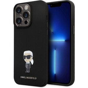 Karl Lagerfeld Liquid Silicone Metal Ikonik Kryt iPhone 15 Pro Max černý