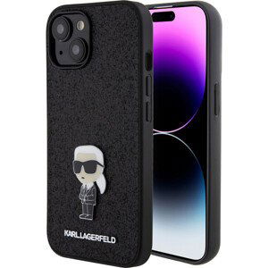 Karl Lagerfeld Fixed Glitter Metal Ikonik Kryt iPhone 15 černý