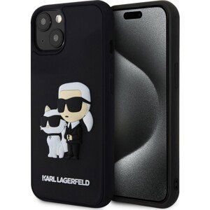 Karl Lagerfeld 3D Rubber Karl and Choupette kryt iPhone 14 černý