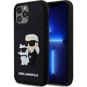 Karl Lagerfeld 3D Rubber Karl and Choupette kryt iPhone 12/12 Pro černý