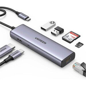 UGREEN USB-C Hub na 2x USB 3.0, HDMI, RJ45, SD/TF a PD port