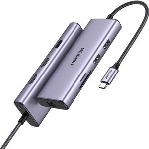 UGREEN USB-C Hub na 2x USB 3.0, USB 2.0, 2x HDMI, RJ45, SD/TF a PD port