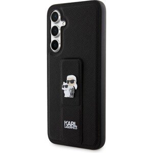 Karl Lagerfeld Saffiano Grip Stand Metal Logo kryt Samsung Galaxy S23 FE černý