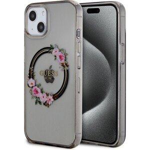 Guess PC/TPU Flowers Ring Glossy Logo MagSafe kryt iPhone 13 černý