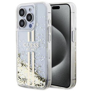 Guess PC/TPU Liquid Glitter Gold Stripe kryt iPhone 15 Pro Max čirý