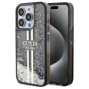 Guess PC/TPU Liquid Glitter Gold Stripe kryt iPhone 15 Pro Max černý