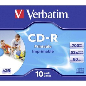 VERBATIM CD-R(10 ks)Jewel/Printable/DLP/52x/700MB