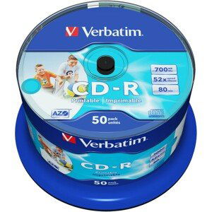 VERBATIM CD-R(50 ks)Spindle/Inkjet Printable/52x/700MB bez loga