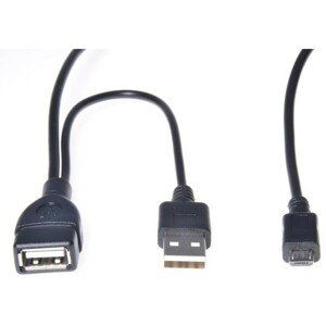 PremiumCord redukce kabel USB A samice+USB A samec-Micro USB samec OTG