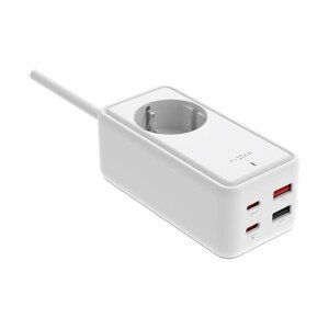 FIXED Charging Strip prodlužovací adaptér s USB-C/USB-A, GaN III, 1,5m, PD 65W, bílý