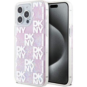 DKNY Liquid Glitter Checkered Pattern kryt iPhone 15 Pro Max růžový