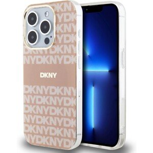 DKNY PC/TPU Repeat Pattern Tonal Stripe Magsafe kryt iPhone 15 Pro růžový