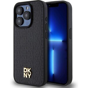 DKNY PU Leather Repeat Pattern Stack Logo Magsafe kryt iPhone 15 Pro černý