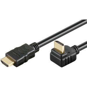 PremiumCord HDMI High Speed+Ethernet kabel, zlacený zahnutý konektor 270° 2m