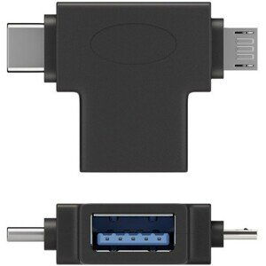 PremiumCord Adaptér USB A na USB 3.1 C a microUSB černý