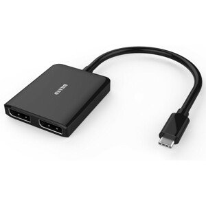 PremiumCord MST Adaptér USB3.1 typ-C - 2x DisplayPort stříbrný