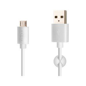 FIXED datový a nabíjecí kabel microUSB, 2 metry, 2,4A, bílý