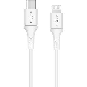 FIXED datový a nabíjecí Lightning/USB-C kabel, MFI, PD 15W bílý