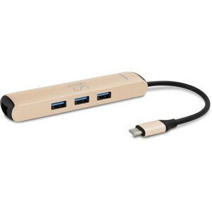 iWant SLIM USB-C HUB s 3x USB 3.1/HDMI/Ethernet/USB-C zlatý