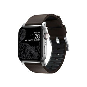 Nomad Active Strap Pro hydrofobní kožený řemínek Apple Watch 49/45/44/42mm hnědý/stříbrný