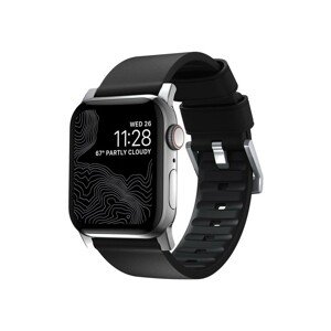 Nomad Active Strap Pro hydrofobní kožený řemínek Apple Watch 49/45/44/42mm černý/stříbrný