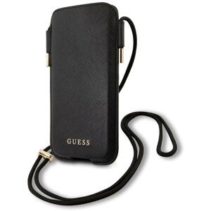 Guess PU Saffiano Pouch Script Logo univerzální kapsa (S/M) černá