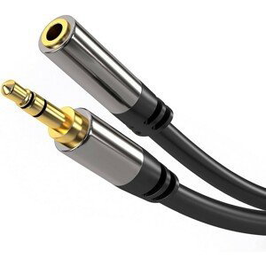 PremiumCord prodlužovací kabel Jack 3.5mm M/F HQ stíněný černý 1,5m