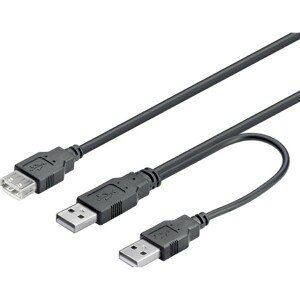 PremiumCord USB 2.0 napájecí Y kabel A/M - A/M + A/F 0,3m