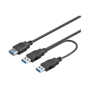 PremiumCord USB 3.0 napájecí Y kabel A/M + A/M - A/F 0,3m