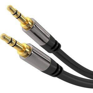 PremiumCord kabel stereo Jack 3.5mm M/M HQ stíněný černý 5m