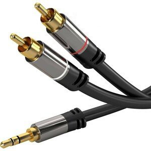 PremiumCord stíněný kabel stereo Jack 3.5mm - 2x Cinch M/M HQ černý 3m