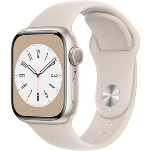 Apple Watch Series 8 41mm bílý hliník s hvězdně bílým sportovním řemínkem