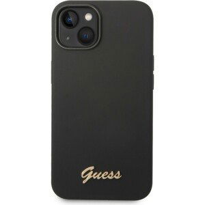 Guess Liquid Silicone Metal Logo kryt iPhone 14 Plus černý