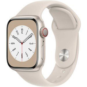 Apple Watch Series 8 Cellular 41mm bílý hliník s hvězdně bílým sportovním řemínkem