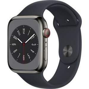 Apple Watch Series 8 Cellular 45mm grafitová ocel s temně inkoustovým sportovním řemínkem