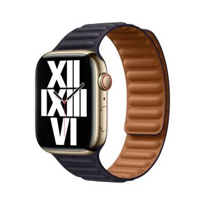 Apple Watch 45mm inkoustově fialový kožený tah - M/L