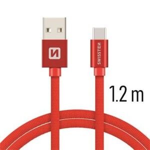 Swissten kabel Kabel Textile Usb-c 1,2 M Červený