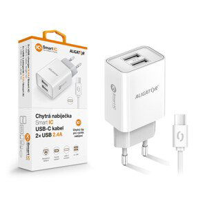 nabíječka pro mobil Ali Cn 2,4A,2xUSB, Usb-c, bílá Cha0043