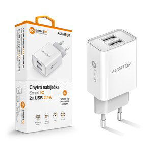 nabíječka pro mobil Ali Cn 2,4A,2xUSB,smart Ic,bílá Cha0039