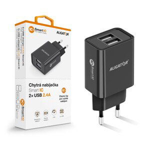 nabíječka pro mobil Ali Cn 2,4A,2xUSB,smart Ic,černá Cha0038