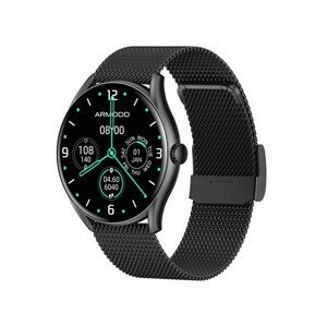 Armodd chytré hodinky Roundz 5 černá s kovovým řemínkem + silikonový řemínek