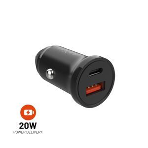 nabíječka pro mobil Autonabíječka Fixed s Usb-c a Usb výstupem a podporou Pd, 20W, černá